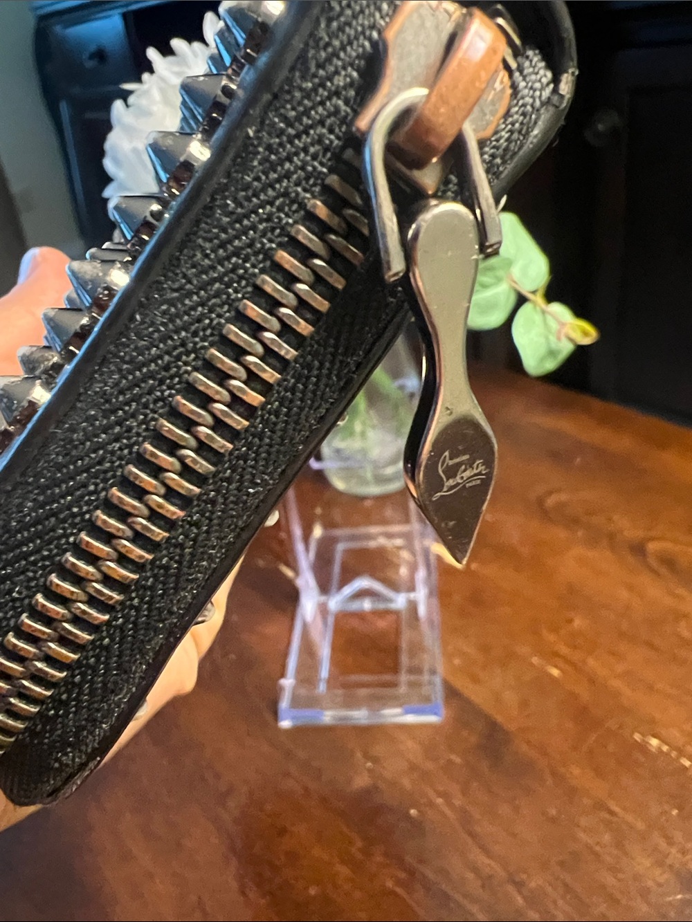 Christian Louboutin Black Studded Zip Around Wallet - Picture 7 of 16